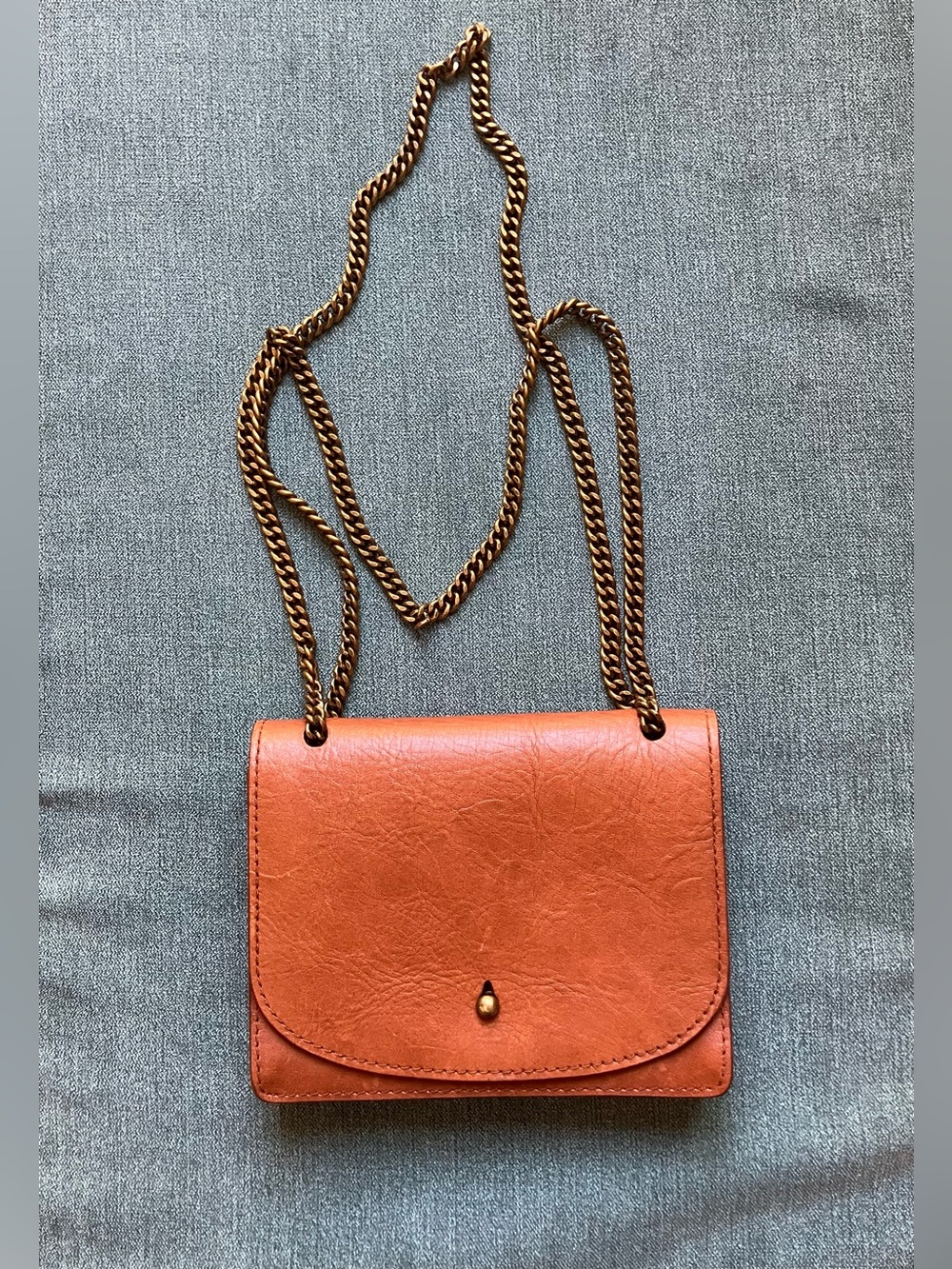 Madewell Natural Leather Mini Crossbody with Gold Chain Strap